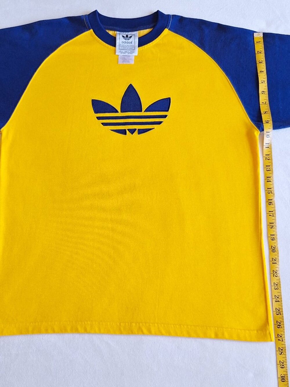 Adidas Vintage Yellow and Blue Trefoil Logo Jersey-1997 -Excellent